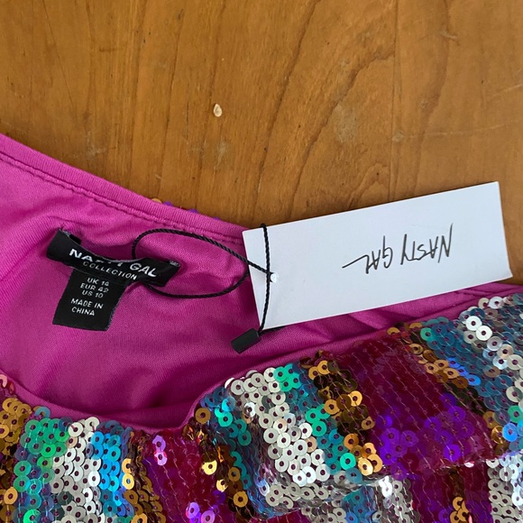 NASTY GAL | multi color | sequin crop top | size 10 - Picture 4 of 4